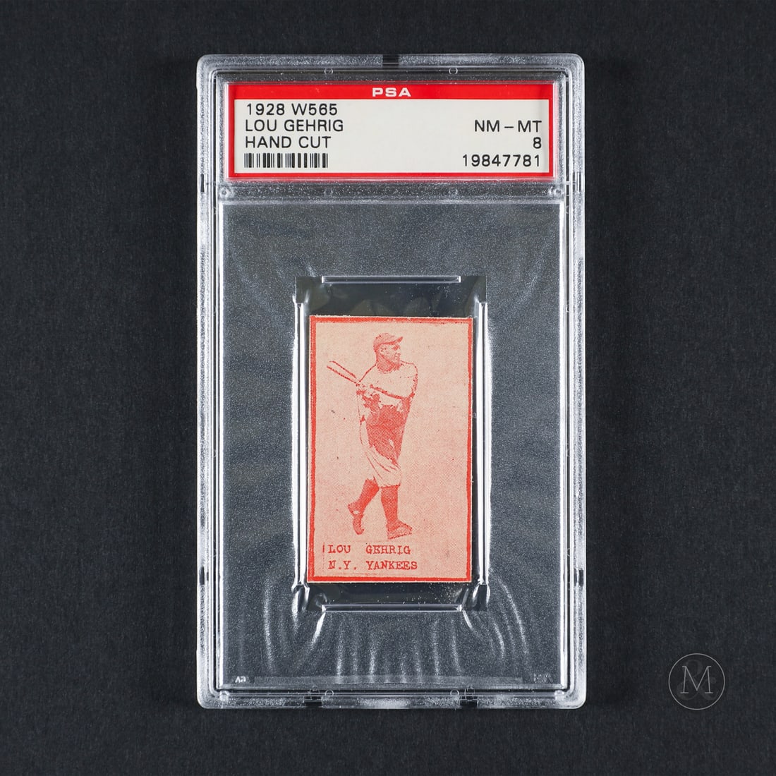 1928 W565 Lou Gehrig (PSA 8 NM-MT): Offered here is a 1928 W565 Lou Gehrig card. This strip card issue is significant as a distinct late-1920s release featuring Gehrig early in his career with the New York Yankees. Lou Gehrig played 17 