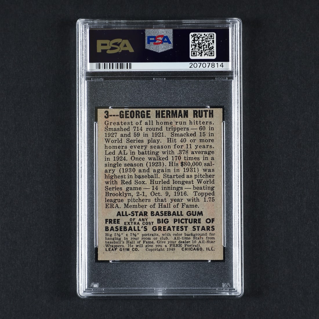 1948 Leaf #3 Babe Ruth (PSA 6 EX-MT) - 2
