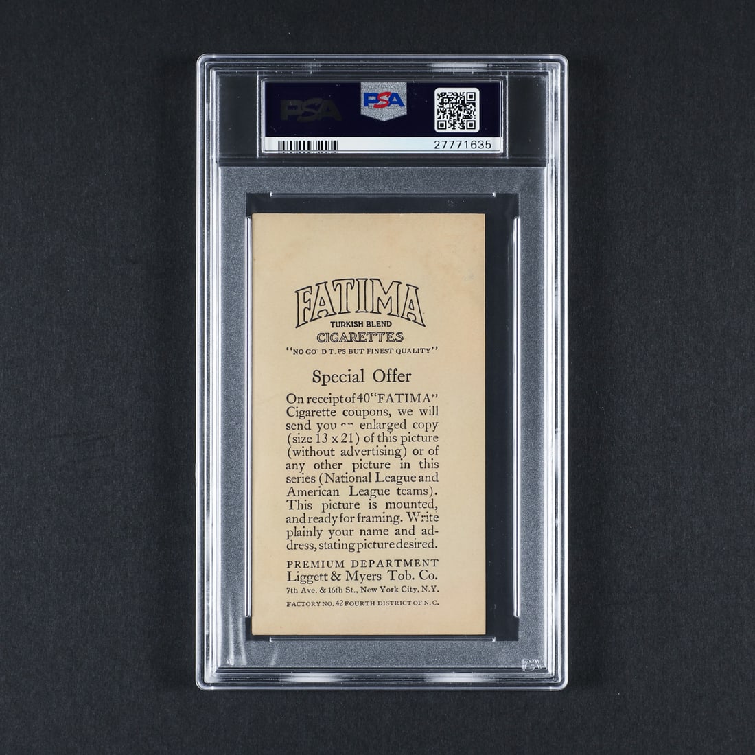 1913 Fatima Team Card Brooklyn Nationals (PSA 4 VG-EX) - 2