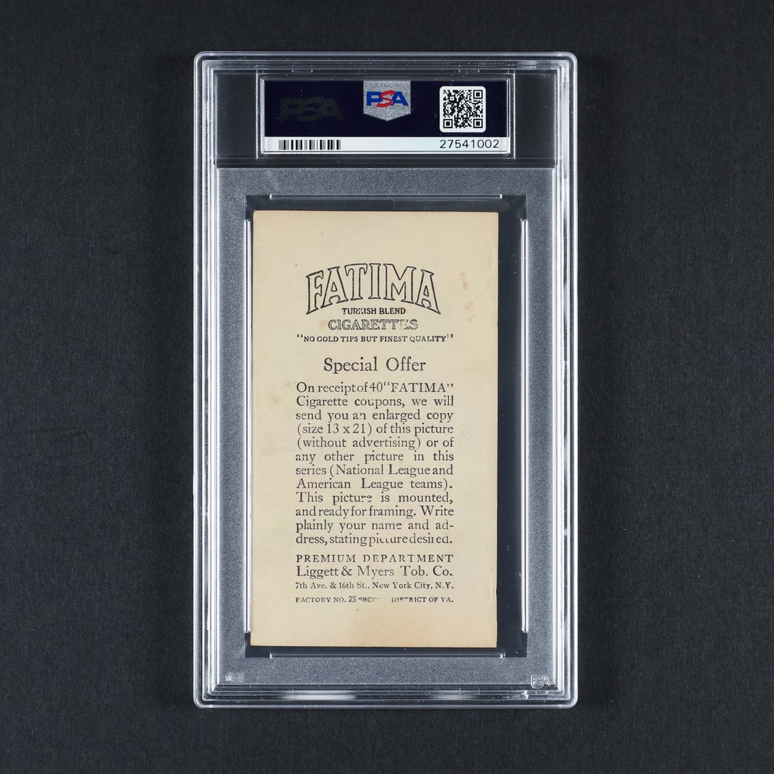 1913 Fatima Team Card New York Nationals (PSA 4 VG-EX) - 2