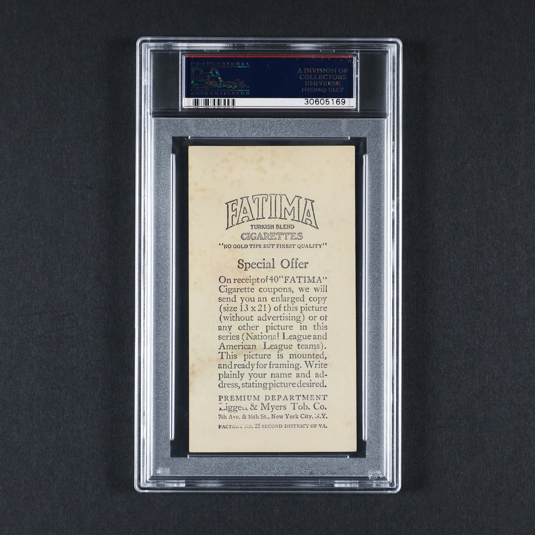 1913 Fatima Team Card Pittsburgh Nationals (PSA 4 VG-EX) - 2