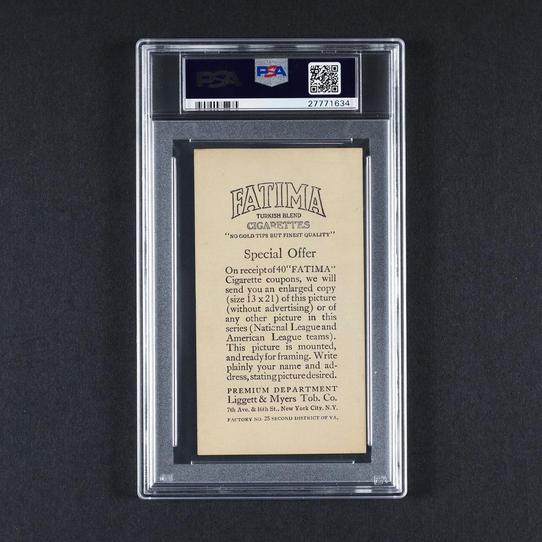 1913 Fatima Team Card Boston Americans (PSA 3.5 VG+) - 2