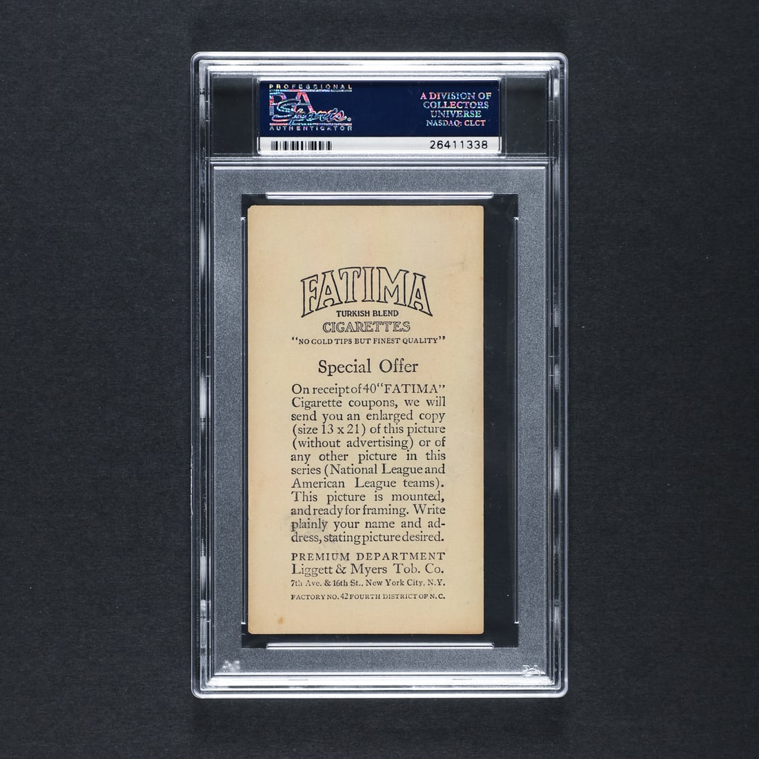 1913 Fatima Team Card Chicago Americans (PSA 3.5 VG+) - 2