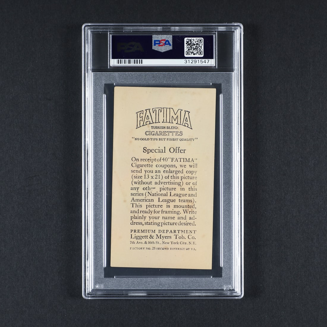 1913 Fatima Team Card Washington Americans (PSA 5 EX) - 2