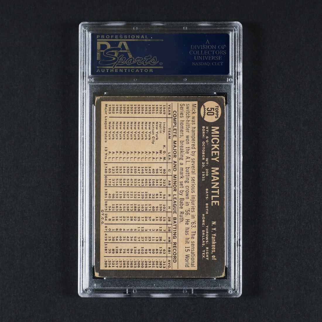 1964 Venezuela Topps #50 Mickey Mantle (PSA 3 VG) - 2