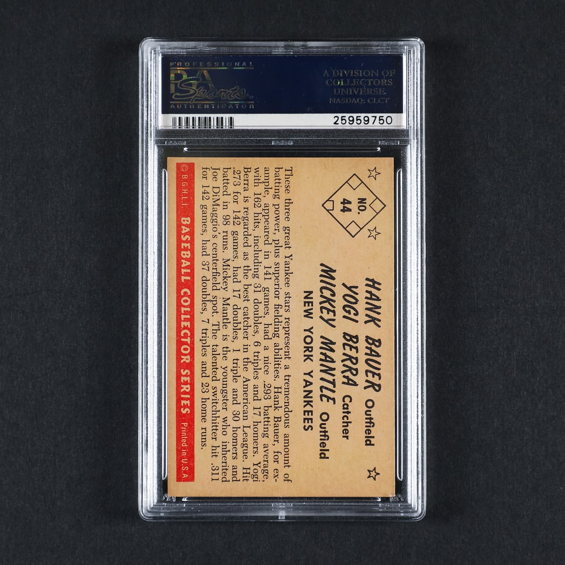 1953 Bowman #44 Mantle/Bauer/Berra (PSA 7 NM) - 2