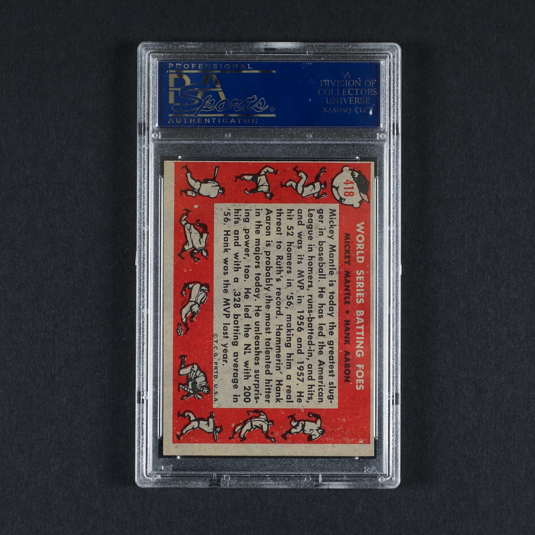 1958 Topps #418 Mickey Mantle (PSA 7 NM) - 2