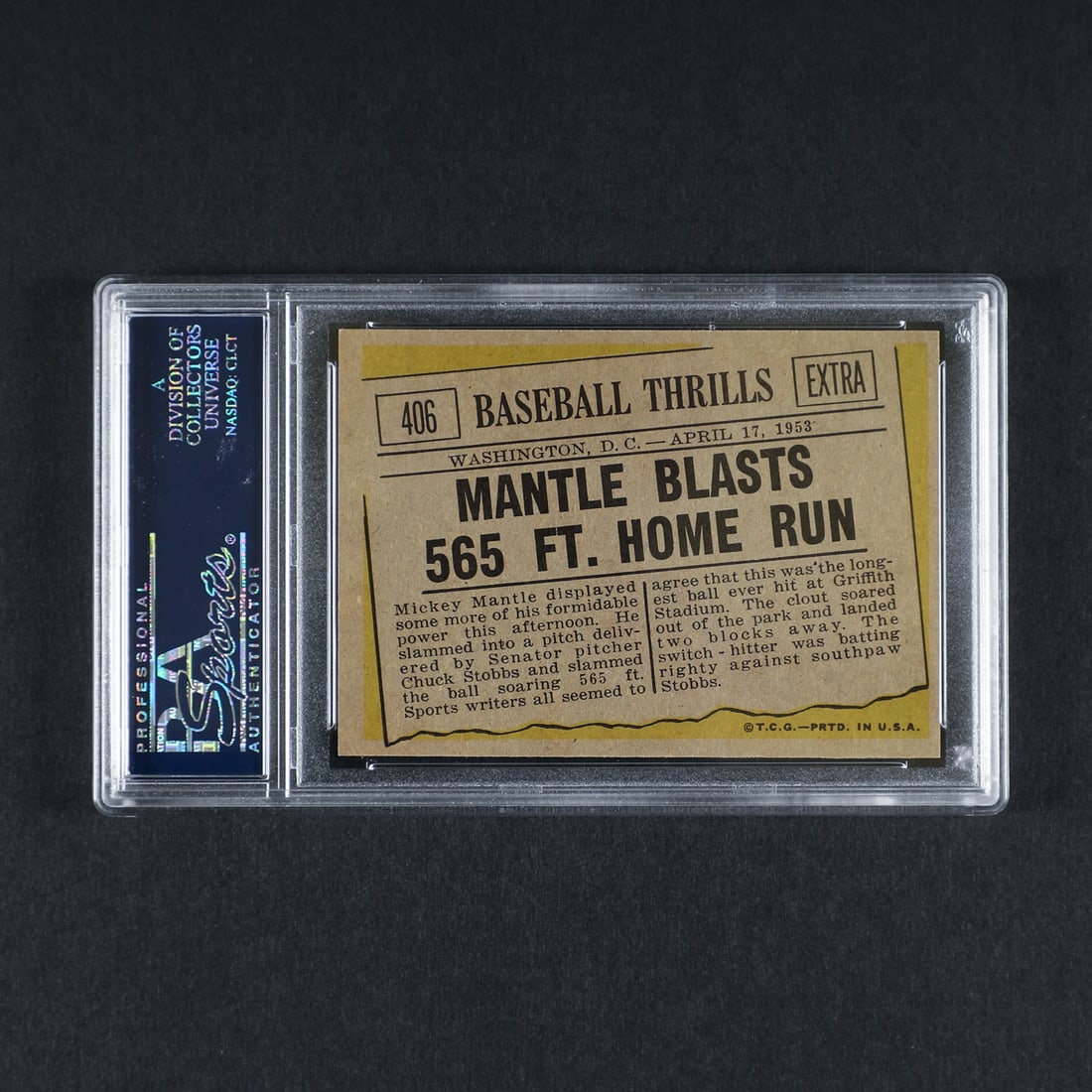 1961 Topps #406 Mickey Mantle 565 Ft. Home Run (PSA 7 NM) - 2
