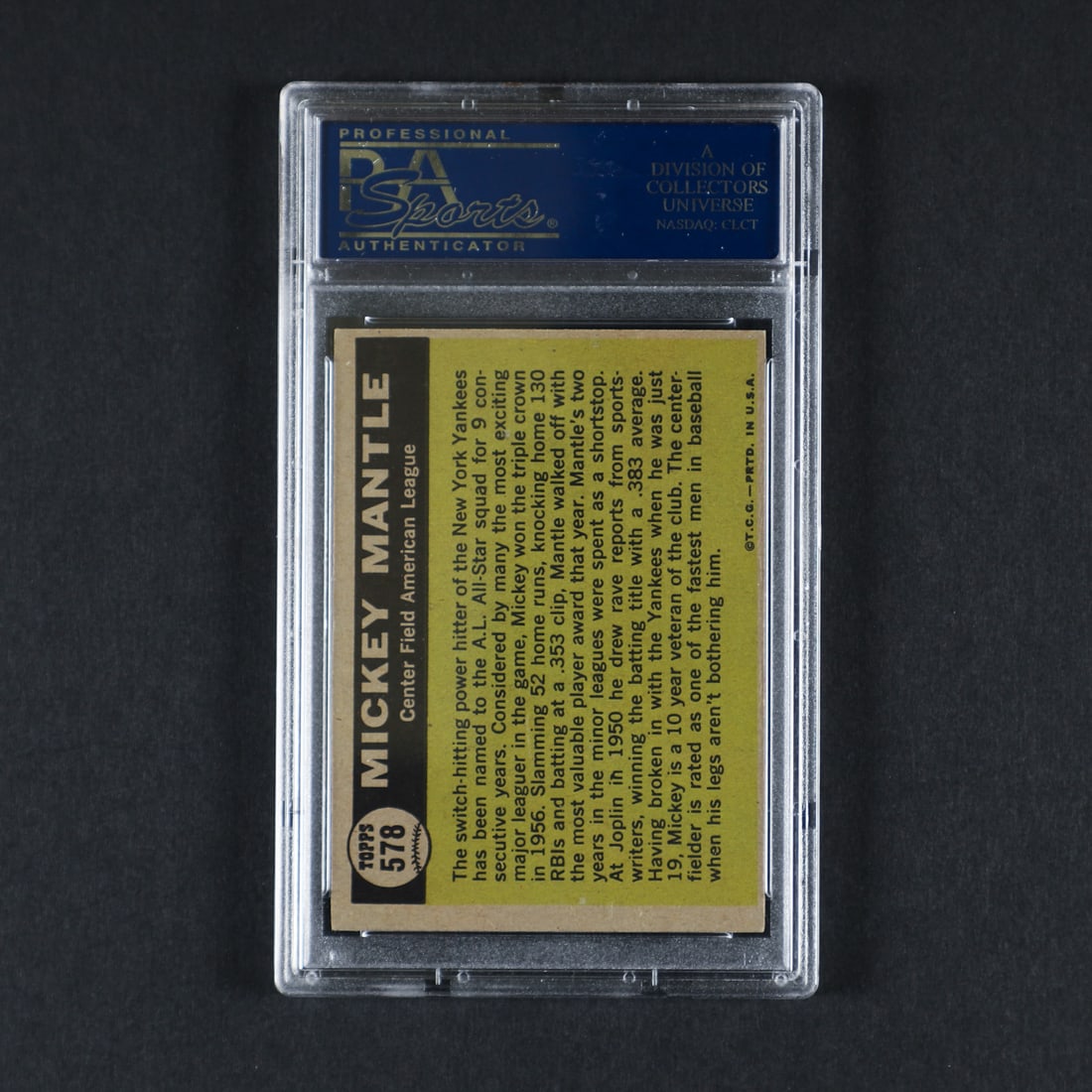 1961 Topps #578 Mickey Mantle All Star (PSA 7 NM) - 2