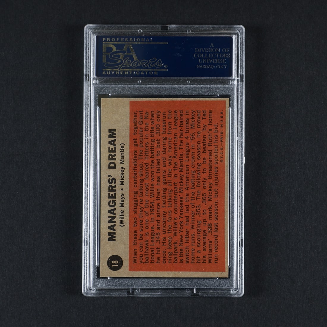 1962 Topps #18 Managers Dream Mickey Mantle/Willie Mays (PSA 7 NM) - 2