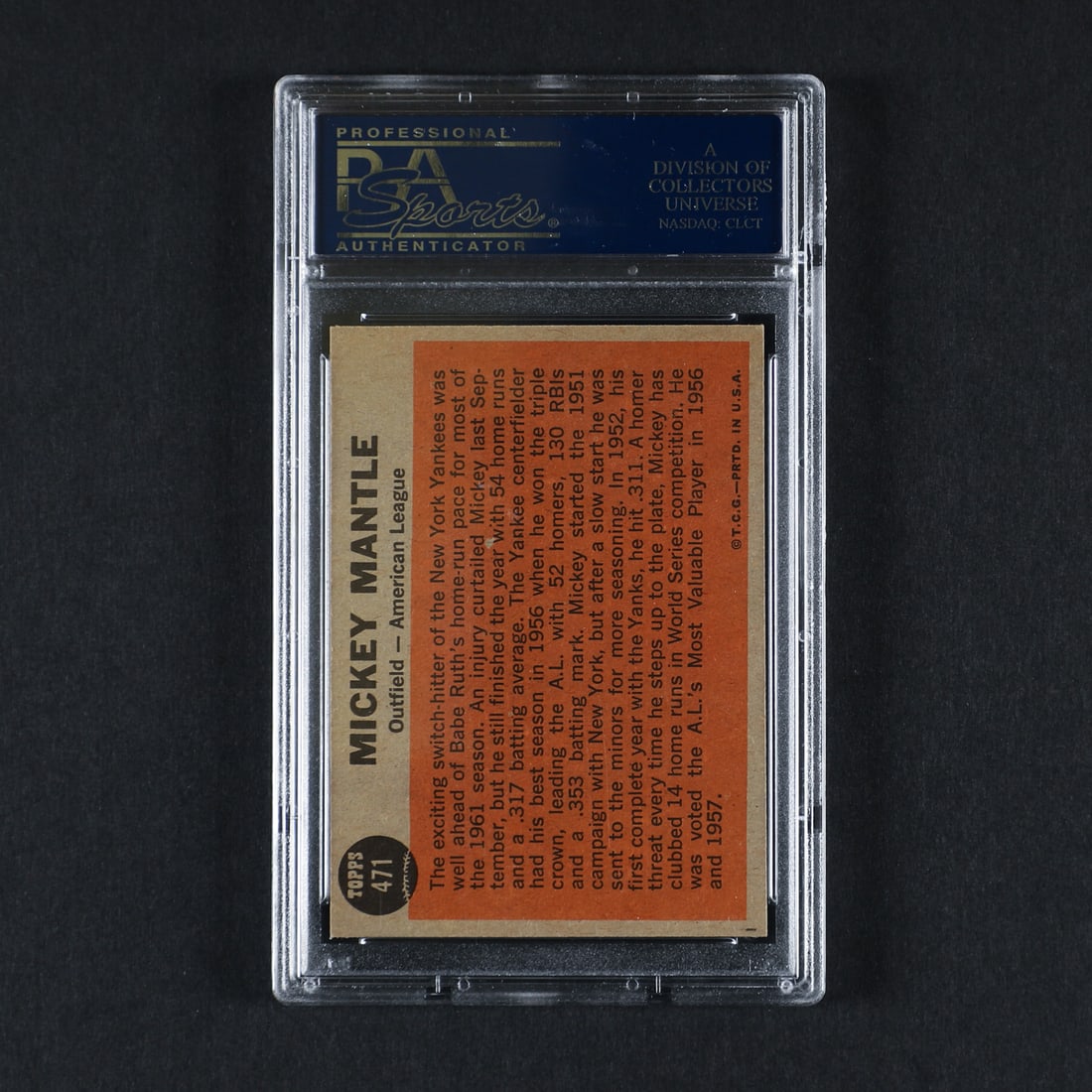 1962 Topps #471 Mickey Mantle All-Star (PSA 7 NM) - 2