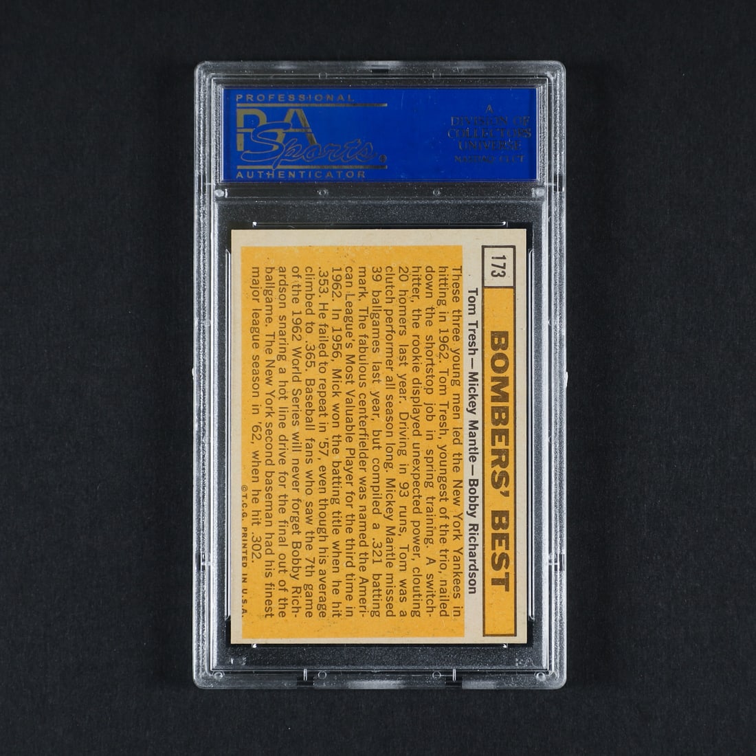1963 Topps #173 Bombers' Best Mantle/Tresh/Richardson (PSA 7 NM) - 2