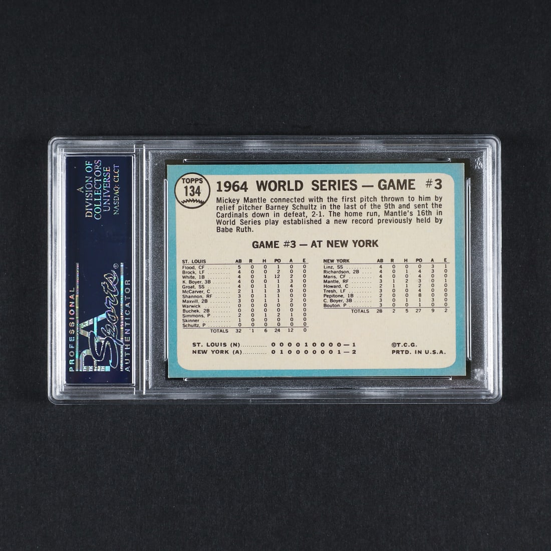 1965 Topps #134 Mantle's Clutch HR (PSA 8 NM-MT) - 2