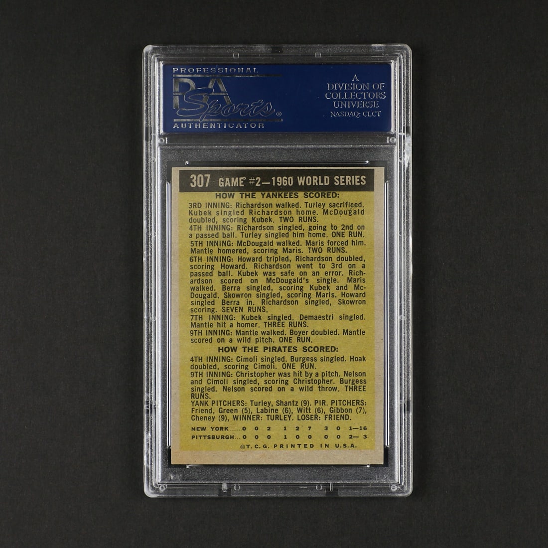 1961 Topps #307 Mantle Slams Two Homers (PSA 7 NM) - 2
