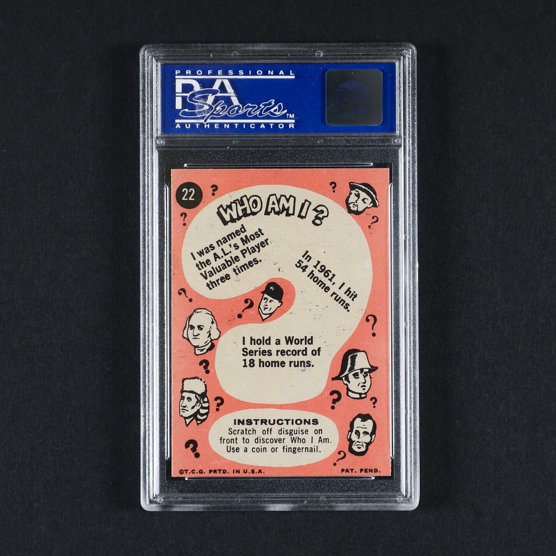 1967 Who Am I? #22 Mickey Mantle PSA-8 - 2