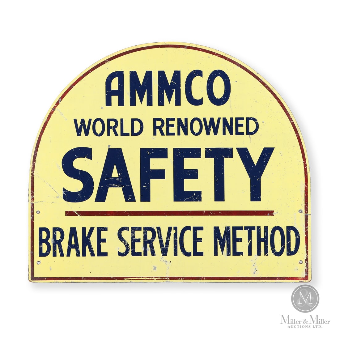 Ammco Brake Service Method Sign: Made in U.S.A. 1960 - 1970. Single-sided masonite (SSM) Ammco was a leading manufacturer of brake lathes and service equipment. Instructional/method signs of this type were used in repair shops and