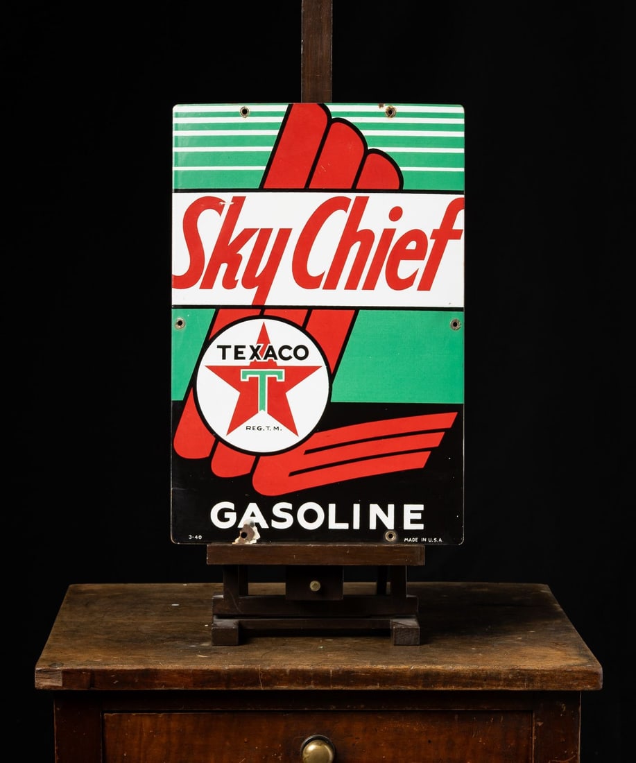 Texaco Sky Chief Gasoline 1940 Pump Sign - 2