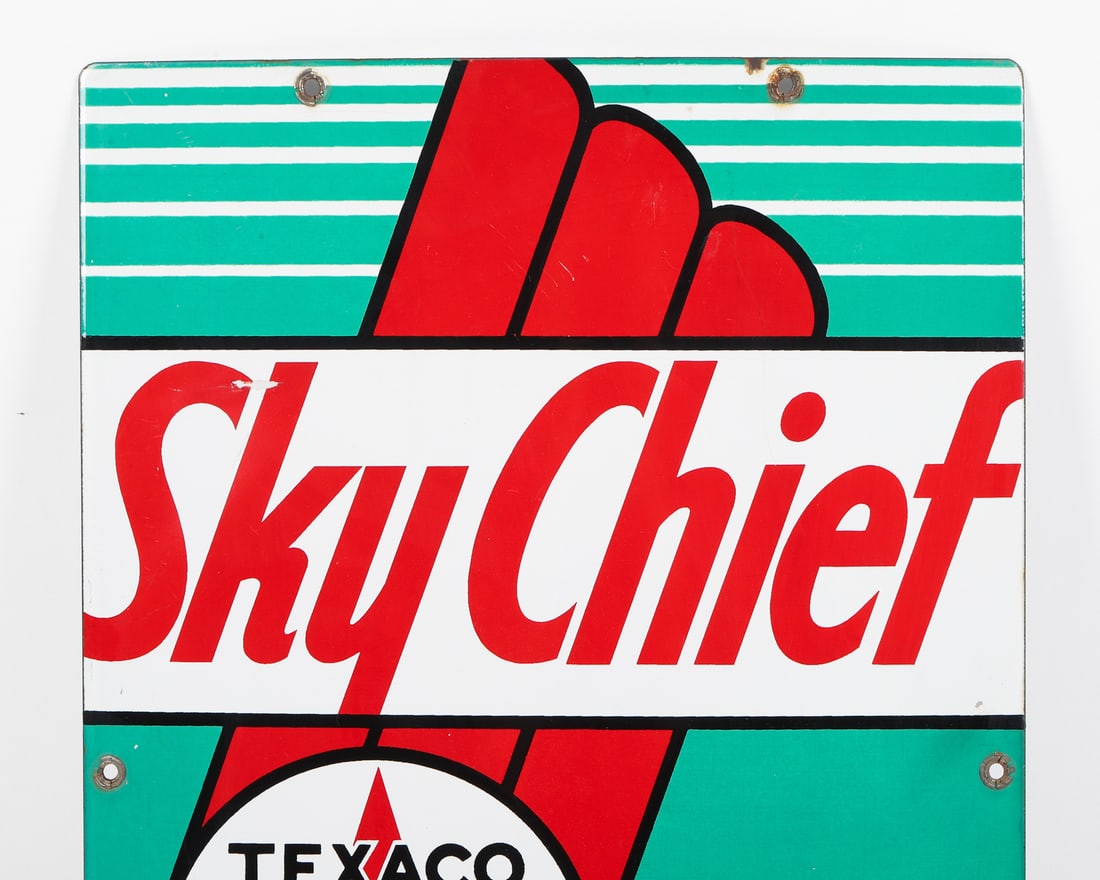 Texaco Sky Chief Gasoline 1940 Pump Sign - 3