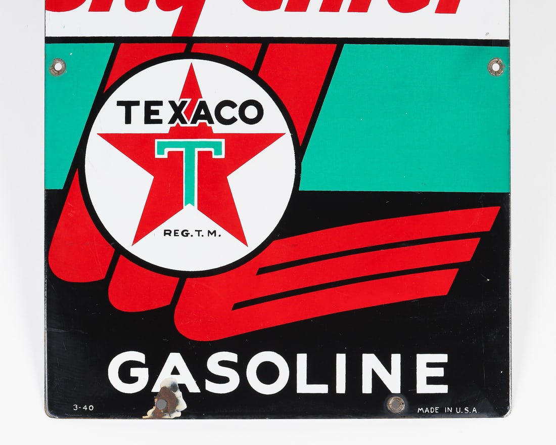 Texaco Sky Chief Gasoline 1940 Pump Sign - 4