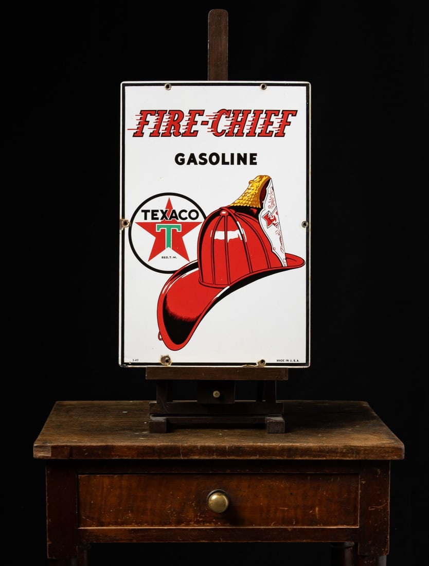 Texaco Fire-Chief Gasoline 1940 Pump Sign - 2
