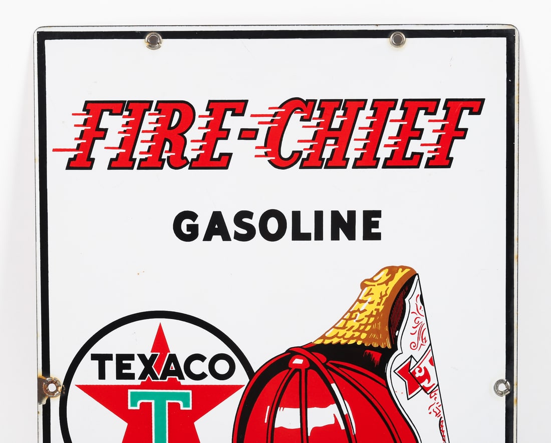 Texaco Fire-Chief Gasoline 1940 Pump Sign - 3