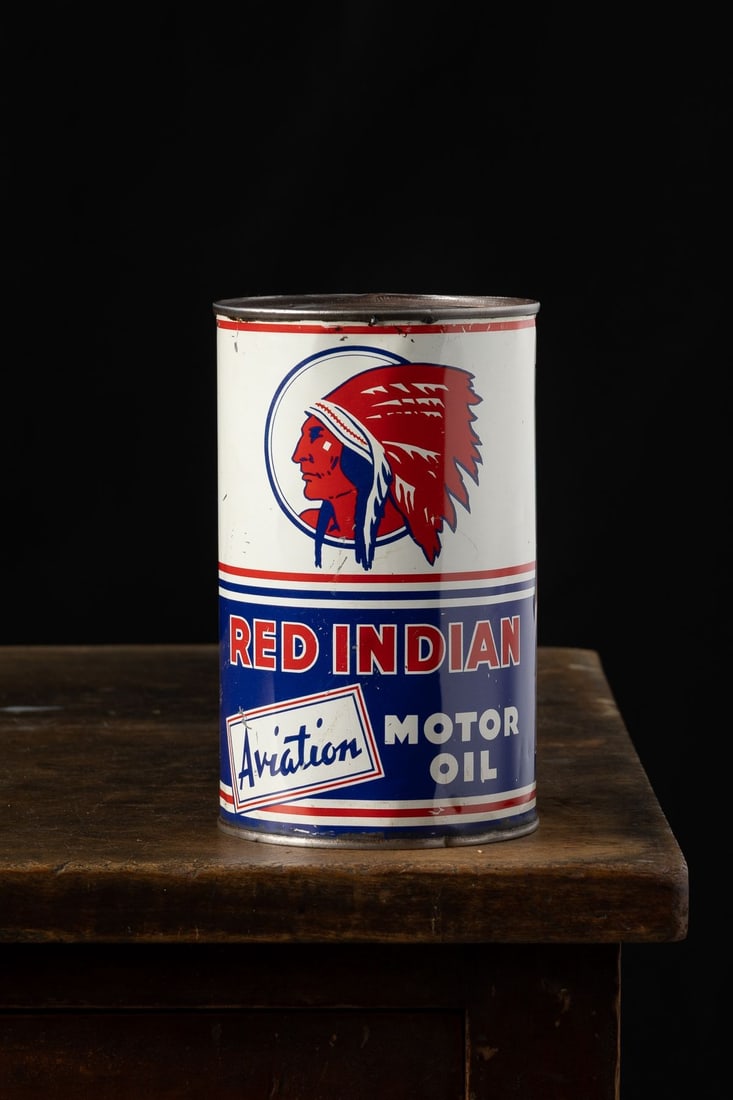 Red Indian Aviation Motor Oil Imperial Quart Can - 2