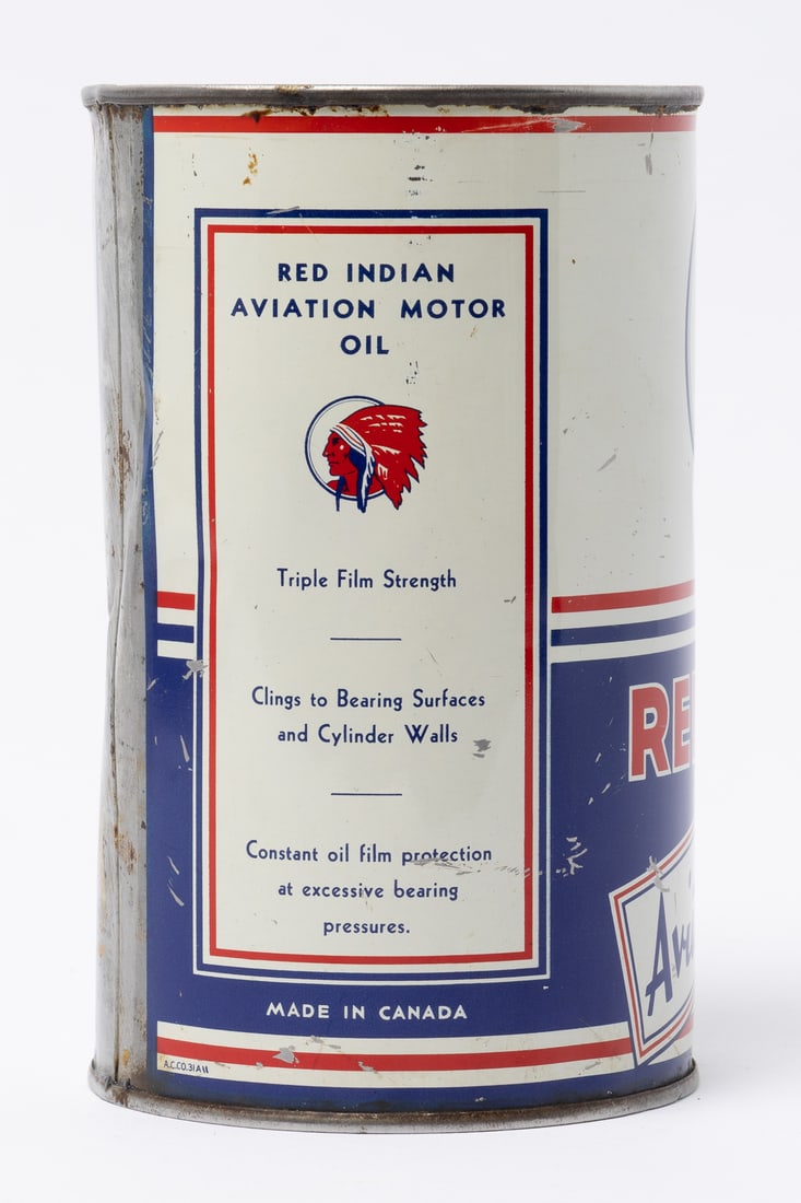 Red Indian Aviation Motor Oil Imperial Quart Can - 4