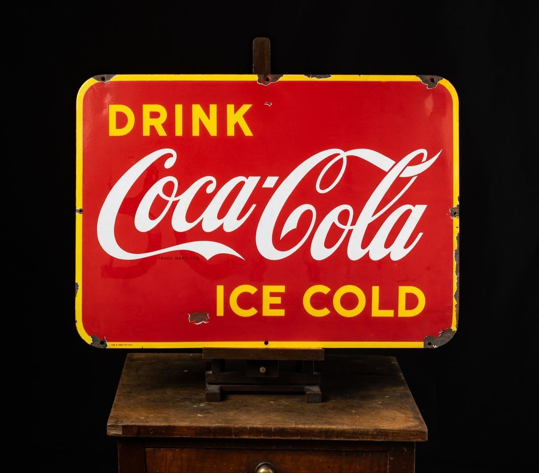 Coca-Cola Drink Ice Cold Large Door Kick Sign - 2