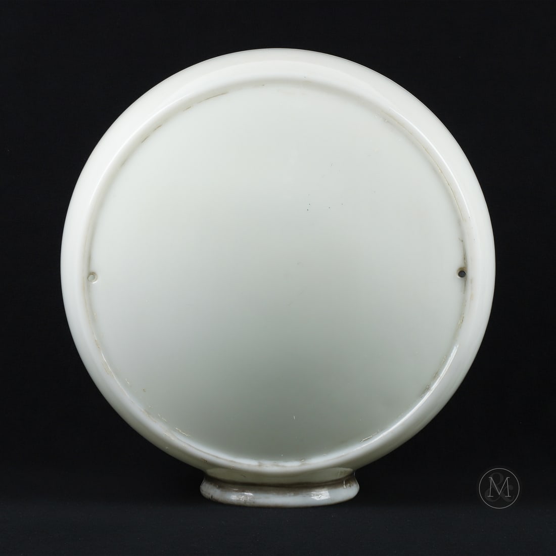 Wide Body Gasoline Pump Globe: Made in U.S.A. 1930 - 1955. During this decade of roadside advertising, illuminated glass globes became a standard feature atop service-station pumps, serving as glowing brand identifiers visible from