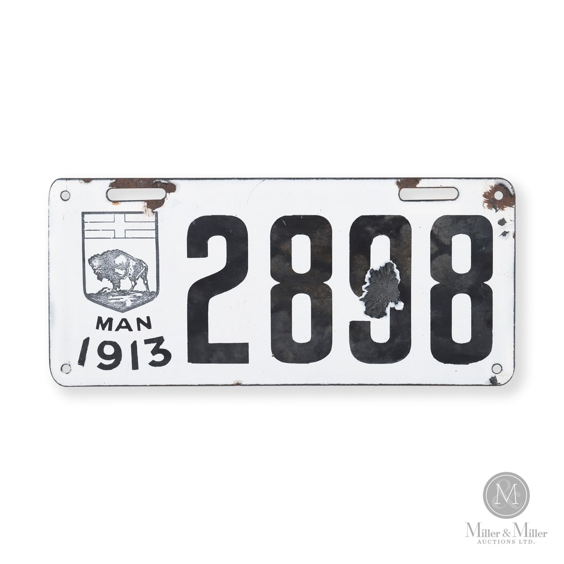 1913 Manitoba Licence Porcelain Plate #2898 (1 of 5)