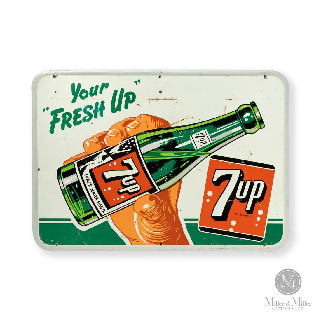 Seven-up Bottle-in-Hand Door Kick Sign (1 of 6)