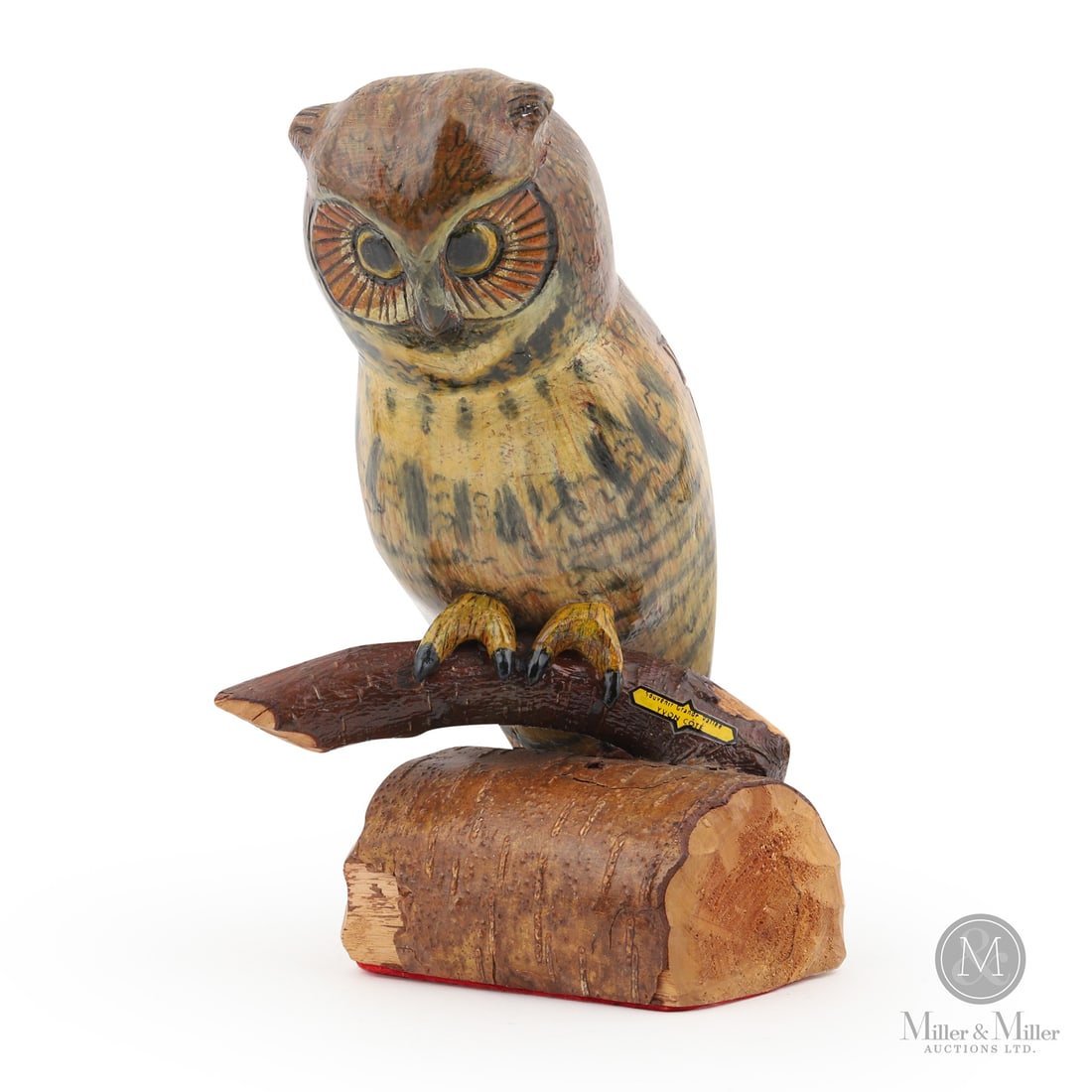 Yvon Coté Owl: Grande-Vallée, Québec. C. 1980. Painted, carved wood. Owls were among the subjects best suited to Coté’s style. Perched upright on a twig, the owl looks down as if to spot a tasty meal. Oversized
