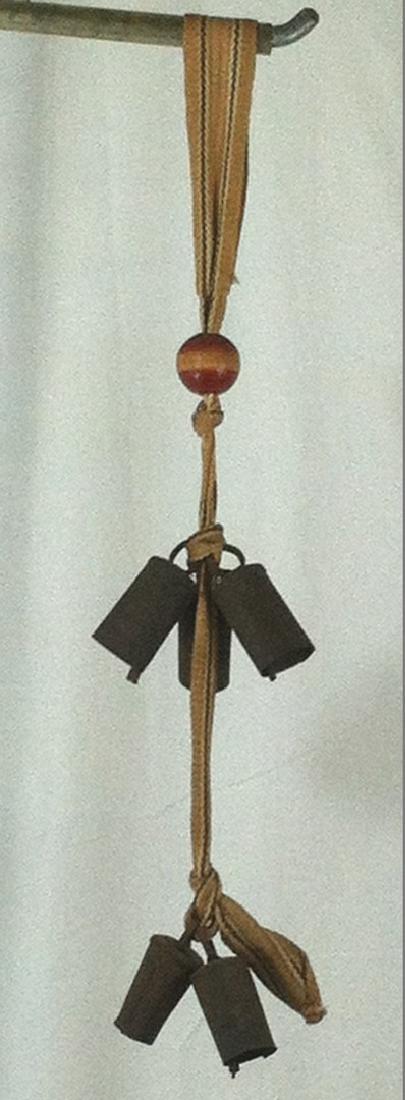 Set of 5 Ceremonial Iron Bells on Woven Tassel (1 of 10)