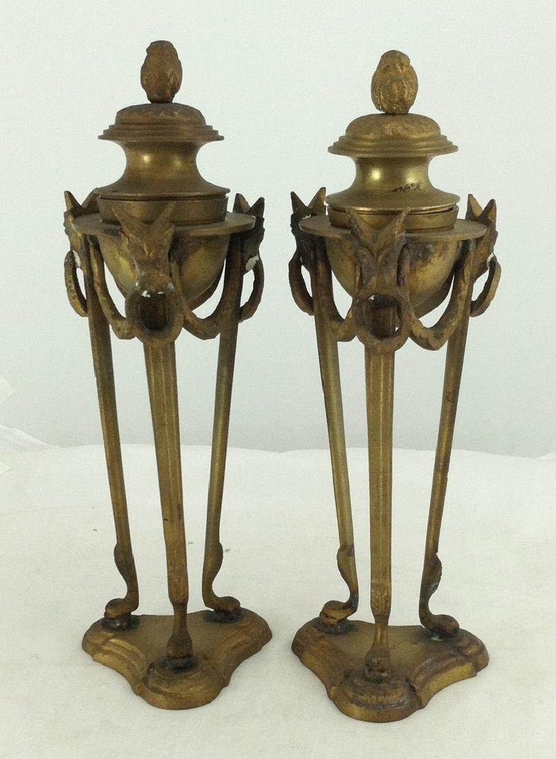 Pr. Antique French Bronze Torchieres (1 of 10)