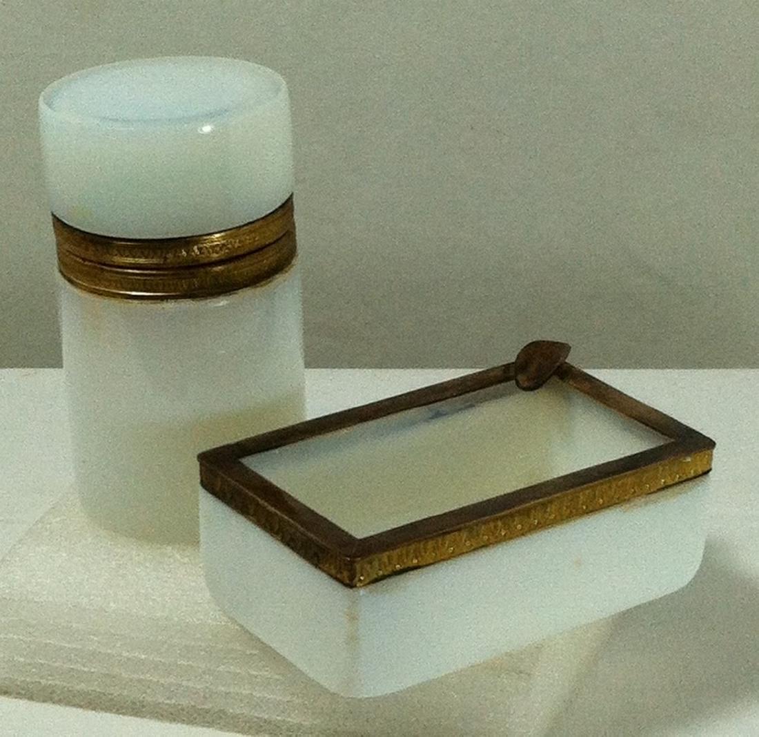 2 pc. Lot of White French Opaline Glass w/ Bronze (1 of 5)