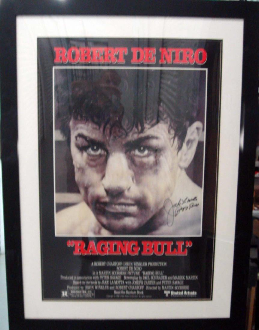 Raging Bull Poster with DeNiro Photo & Signed LaMotta (1 of 2)