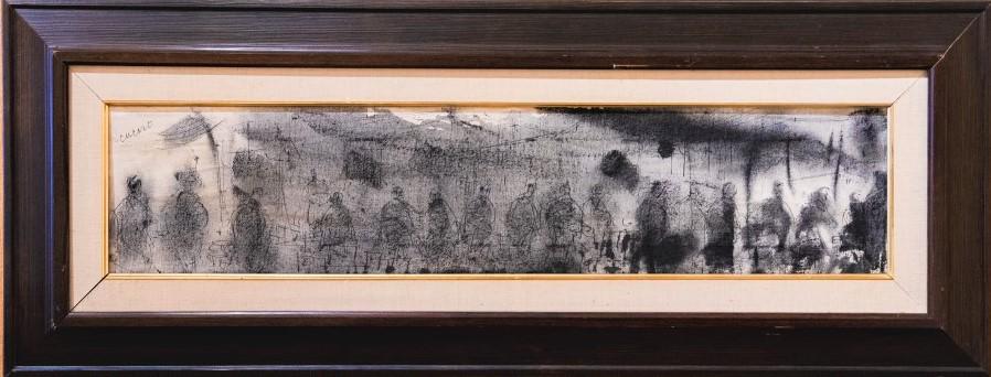 Pascal Cucaro, Pen & Ink: Pascal Cucaro. (1915-2004). Street scene in pen and ink. Signed Upper Left, Cucaro. Owner purchased directly from artist in San Francisco 1969. 8x36 in.