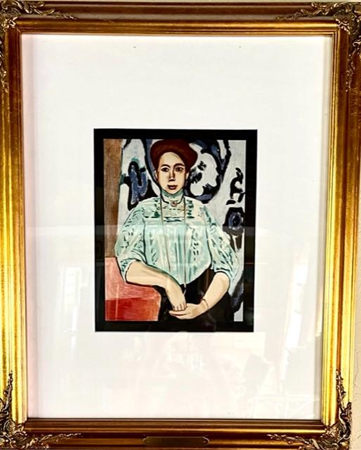 Henri Matisse "Madame Greta Moll": "Madame Greta Moll" Portrait Suite, 1955, signed in plate printed by Andre Sauret, Monte Carlo Custom Framing measures 19x23 in.