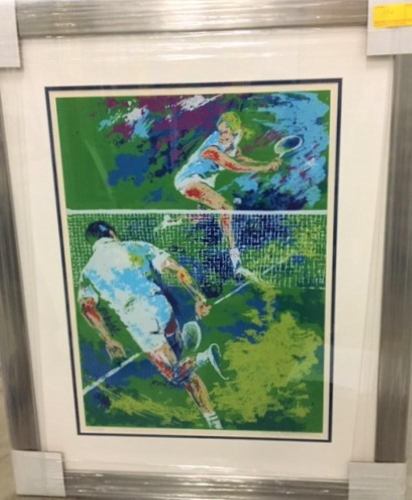Leroy Neiman "Tennis" Serigraph: In the style ofLeroy Neiman "Tennis", Serigraph signed & numbered limited edition, framed measures 28 inches x 39 inches