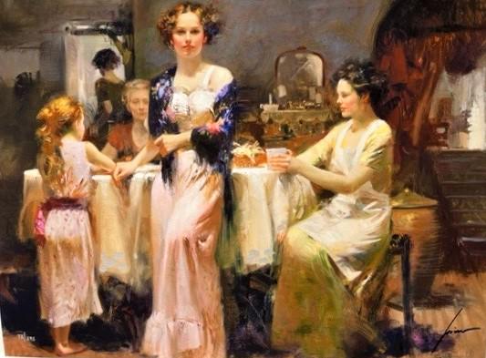 Pino "The Gathering" Limited Edition, signed: Pino The Gathering Giclee on paper #72/295, signed and numbered 16 x 22 inches