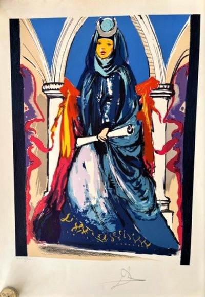 Salvador Dali, "Blue Lady" Hand Signed Limited Edition: Salvador Dali, Blue Lady, Lithograph on paper, Hand-signed & Numbered XXXIV/CL Size - 30 x 21.5 paper, 22 x 17 image
