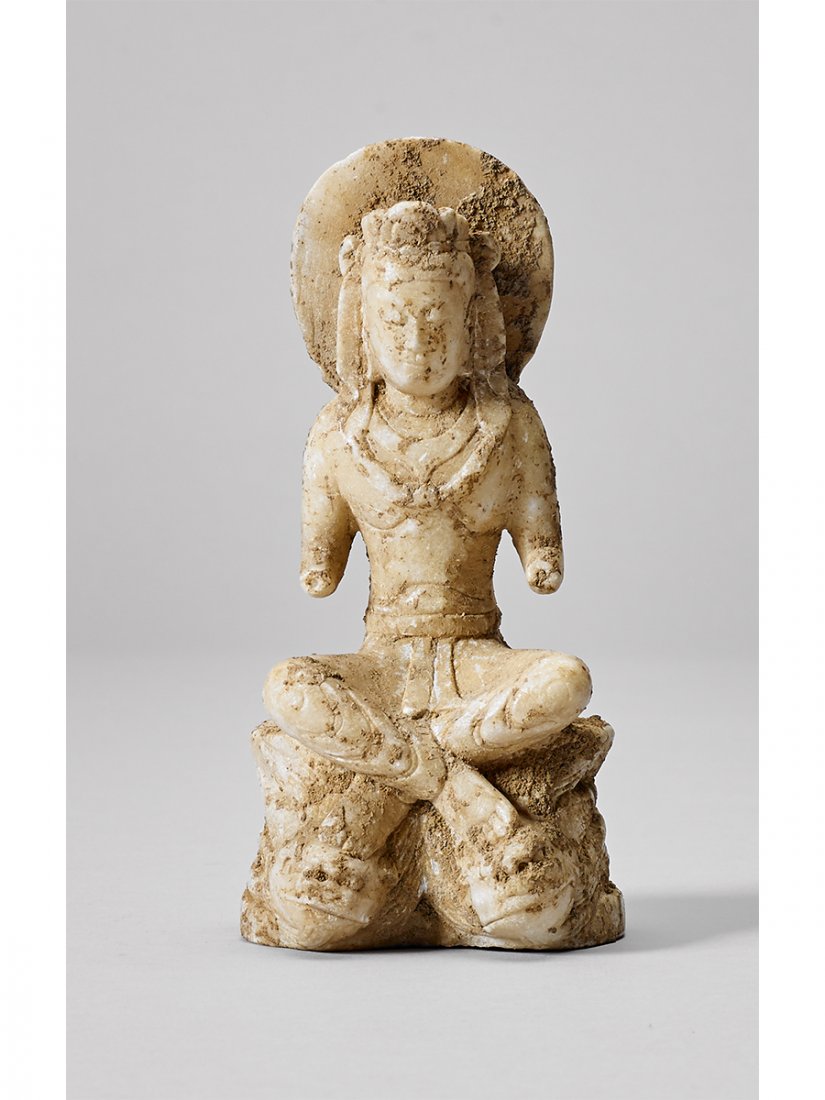 A MARBLE FIGURE OF MAITREYA (1 of 1)