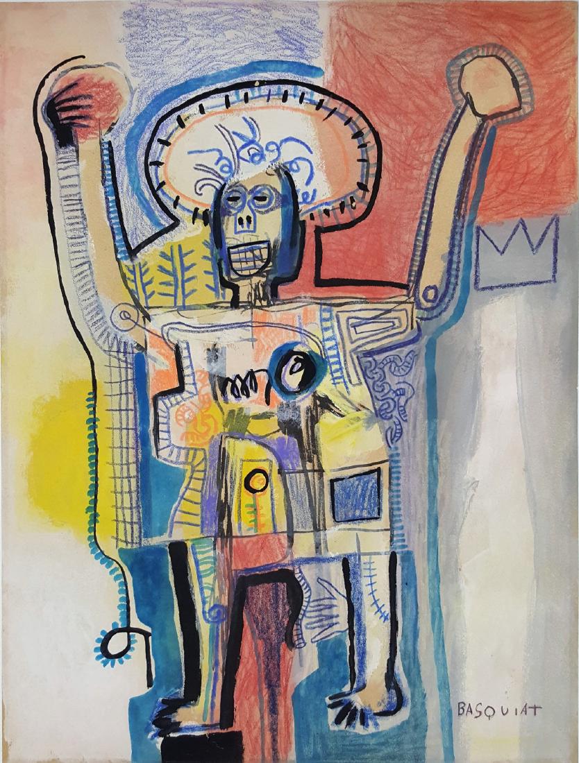 Untitled mixed media On Paper - Jean Michel Basquiat: Untitled mixed media On Paper - Jean Michel Basquiat, 14 1/2 x 10 7/8 in. Framed.