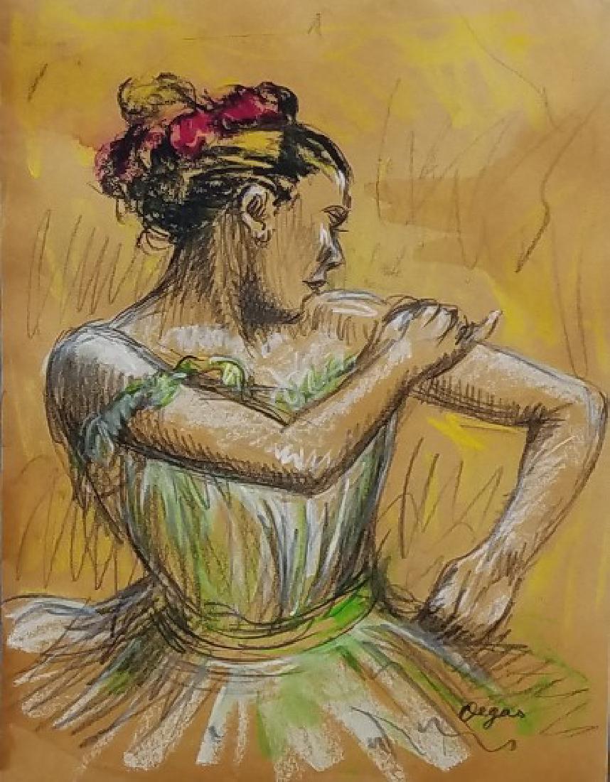 Mixed media on paper signed  Degas (1 of 2)