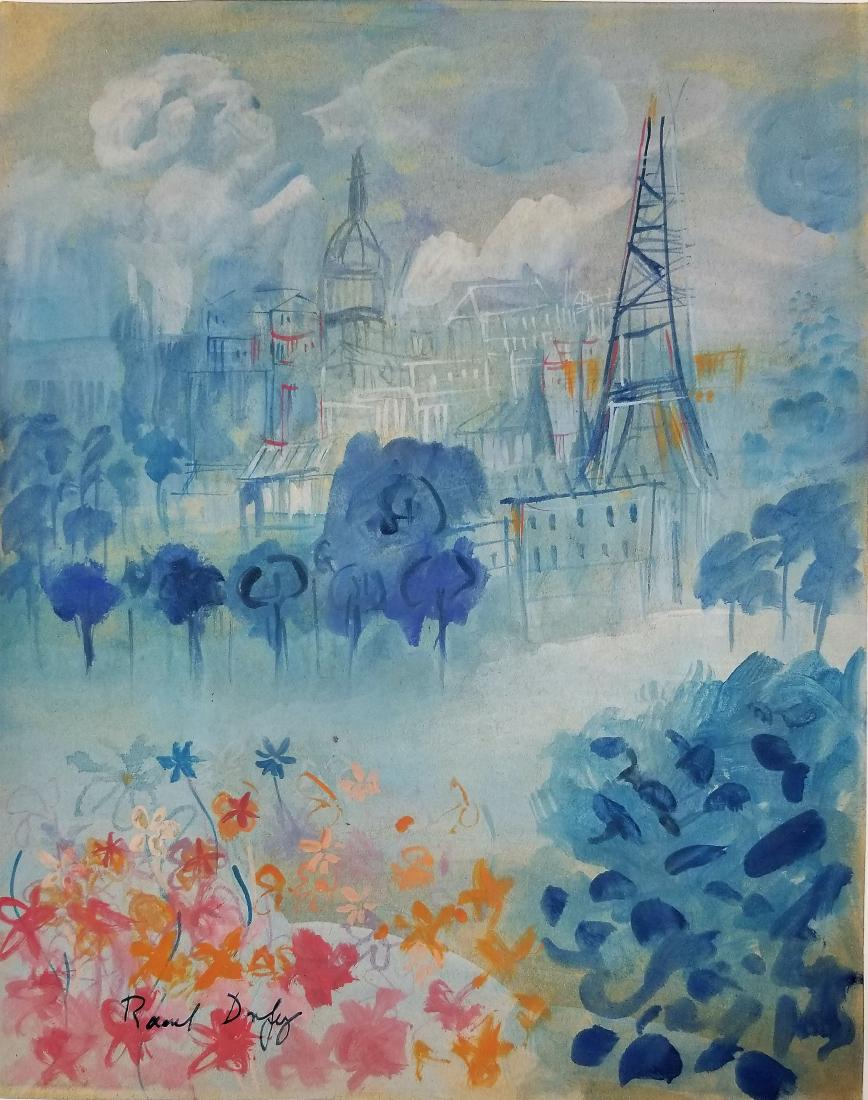 Watercolor on paper attributed to Raoul Dufy: Watercolor on paper attributed to Raoul Dufy, size 12 7/8 x 10 3/16 in. Framed.