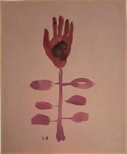 Staly of Louise Bourgeois gouache on paper: Staly of Louise Bourgeois gouache on paper, 14 x 11 1/2 in. Framed.