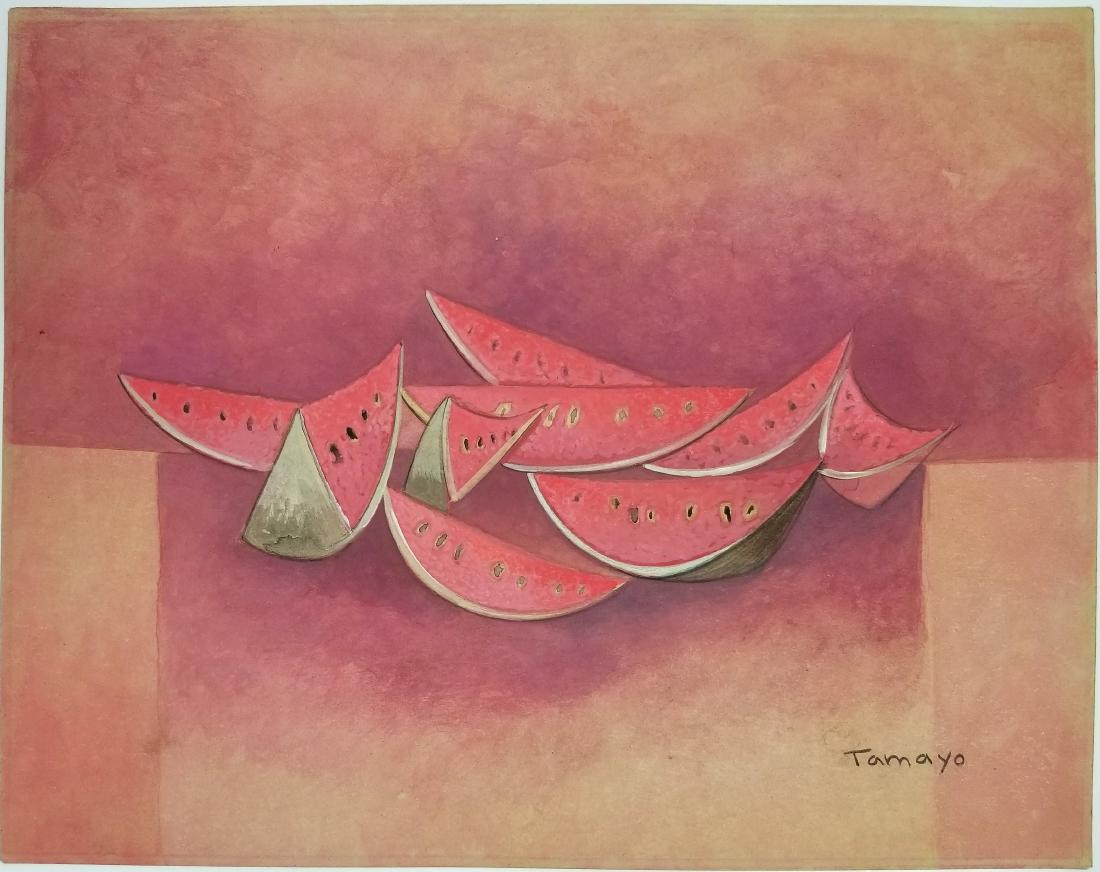 Gouache on paper signed Rufino Tamayo: Rufino Tamayo - Gouache on paper, 10 1/8 x 12 7/8 in, frame.