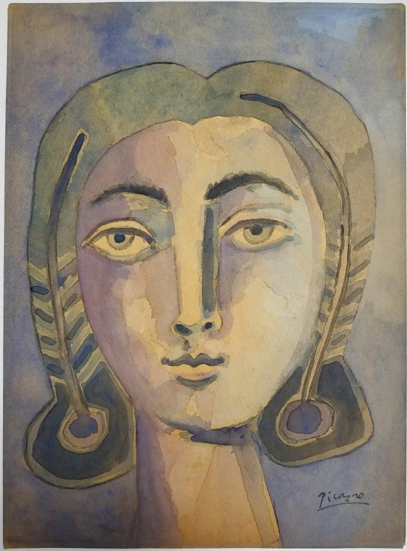 (Att.) Pablo PICASSO Mixed media on paper.: (Att.) Pablo PICASSO mexed media on paper. 14 1/2 x 10 5/8 in. Framed.