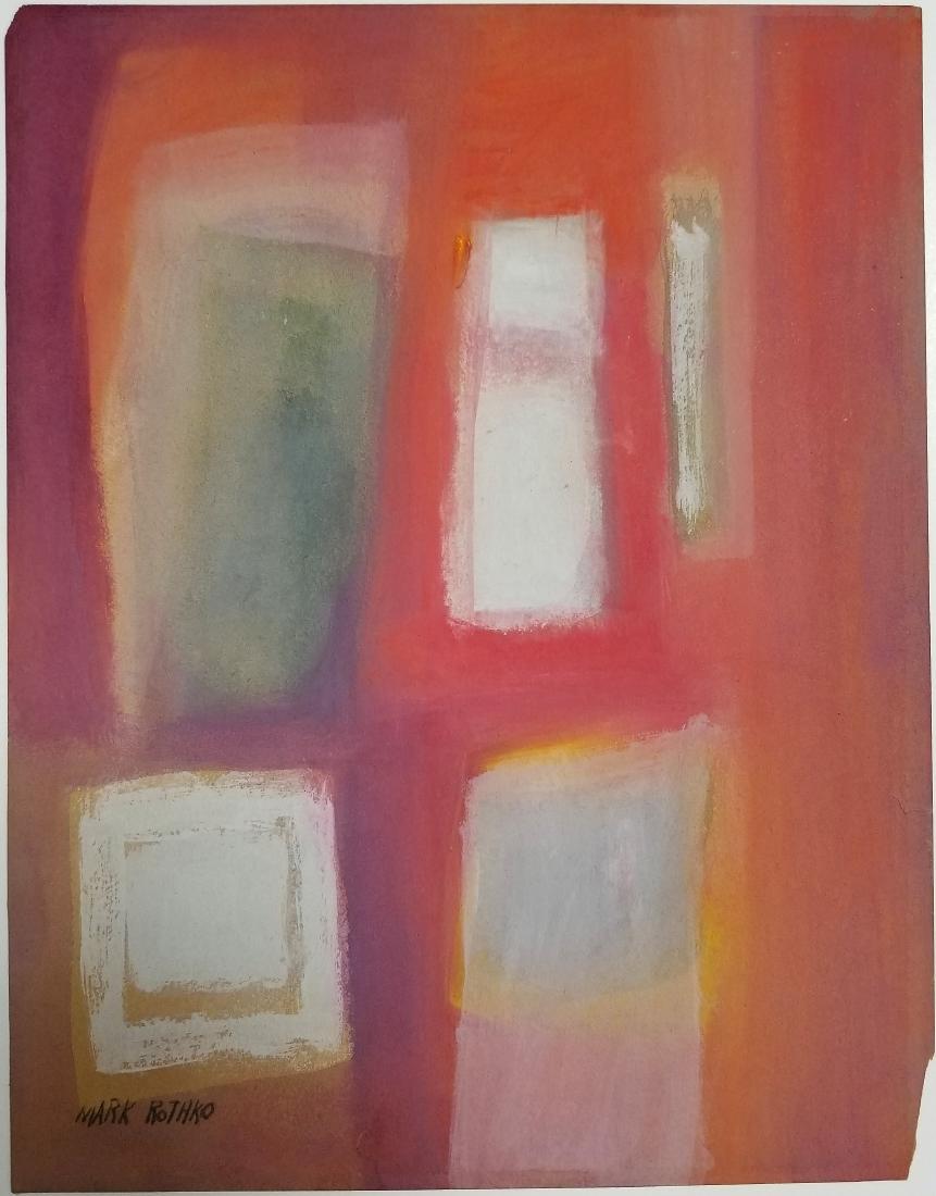 Mark Rothko - Mixed media on paper: Mark Rothko - Mixed media on paper, 10 1/2 x 8 1/4 in. Framed.