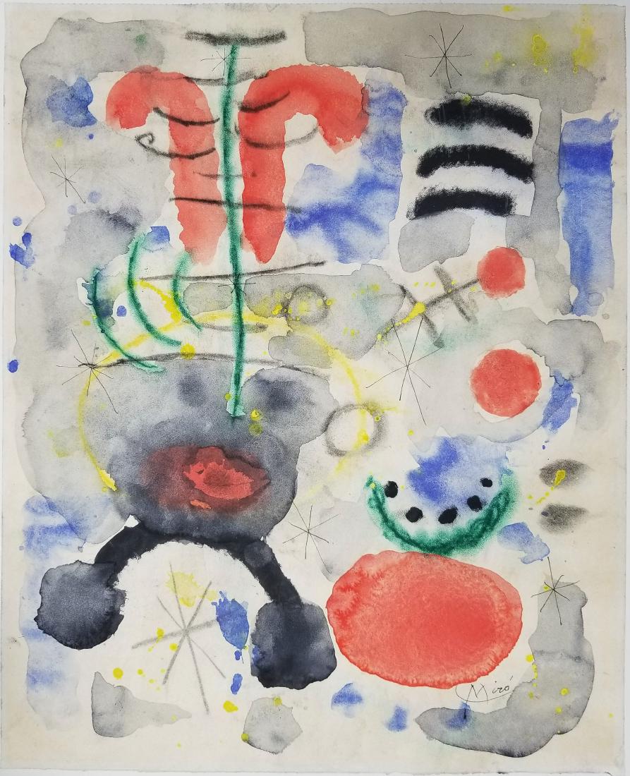 Watercolor on paper signed Joan MIRO (1 of 2)
